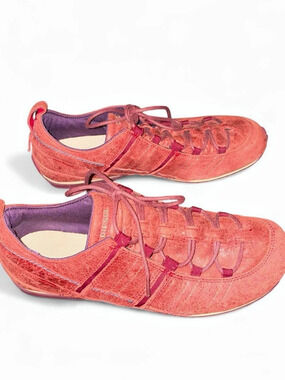 Diesel Rustic Red Distressed Suede Leather Sneaker.